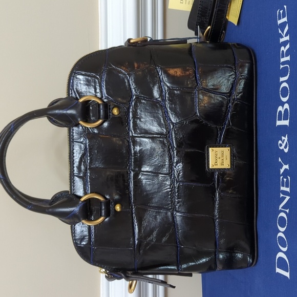 Dooney & Bourke Handbags - NWT Dooney & Bourke Large Blue Cameron Leather Satchel w/ Cream Cotton Interior